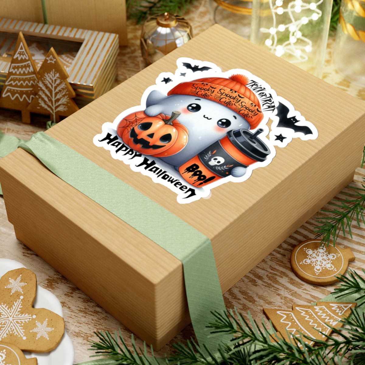 Happy Halloween Kiss-Cut Stickers, Spooky Vibes Happy Halloween Kiss-Cut Stickers, Happy Halloween Kiss-Cut Stickers, Spooky Season Kiss-Cut Stickers, Trick Or Treat Halloween Kiss-Cut Stickers.