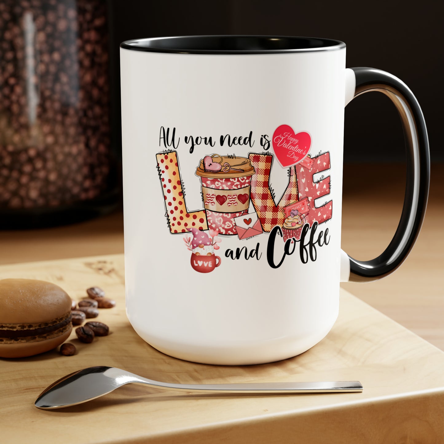 Happy valentines day Two-Tone Coffee Mugs, 15oz