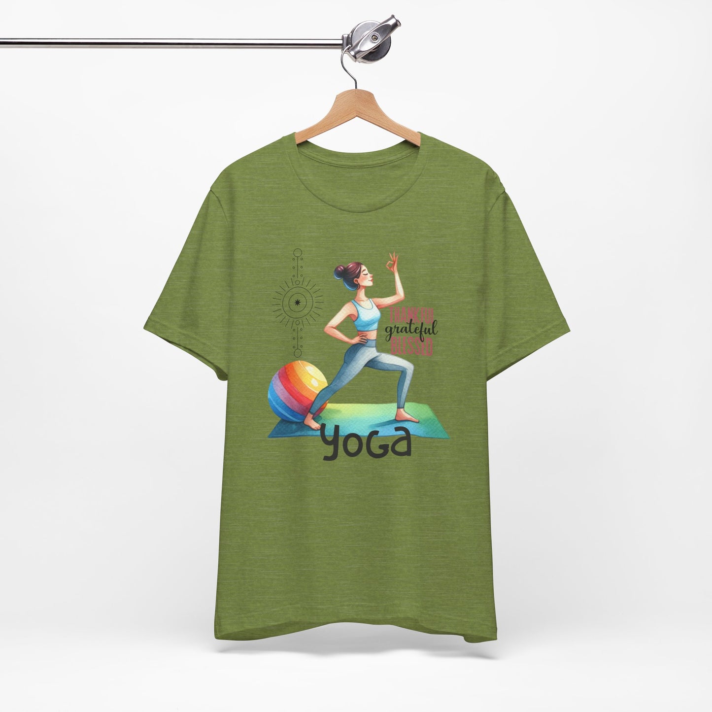 Thankful Grateful Blessed Yoga Design T-Shirt, Cute Yoga workout Shirt, Yoga lovers T-shirt, Yoga Instructor Gift, Gym shirt, Gift For Yoga lover, Gift For Yogi.