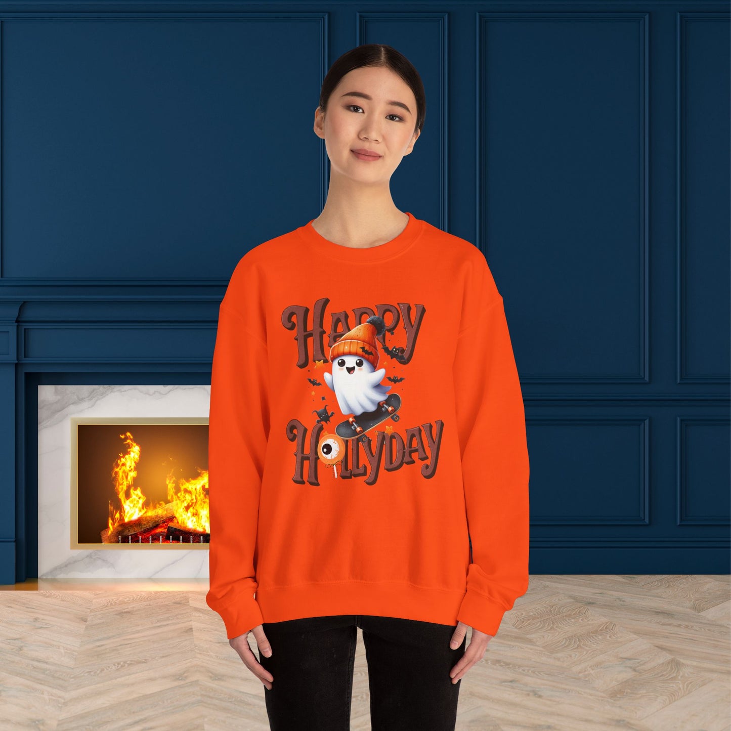 Happy Halloween Sweatshirt, Happy Halloween Sweatshirt - Unisex Heavy Blend Crewneck, Halloween Sweatshirt, Cute Spooky Ghost sweatshirt.