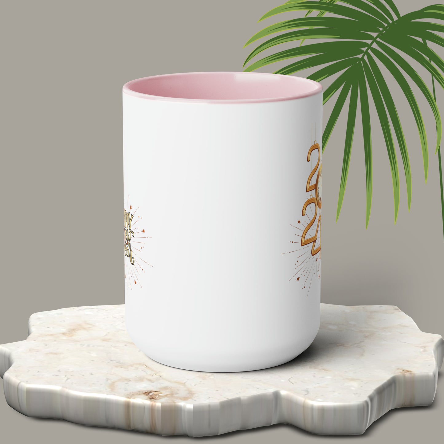 Happy New Year Two-Tone Coffee Mugs, 15oz