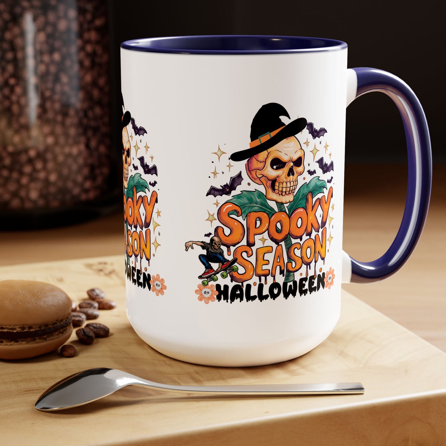 Spooky Season Halloween Coffee Mug, Halloween Coffee Mug, Trick or Treat Halloween Coffee Mug, Cute Skeleton Coffee Mug, Spooky Vibes Halloween Coffee Mug.