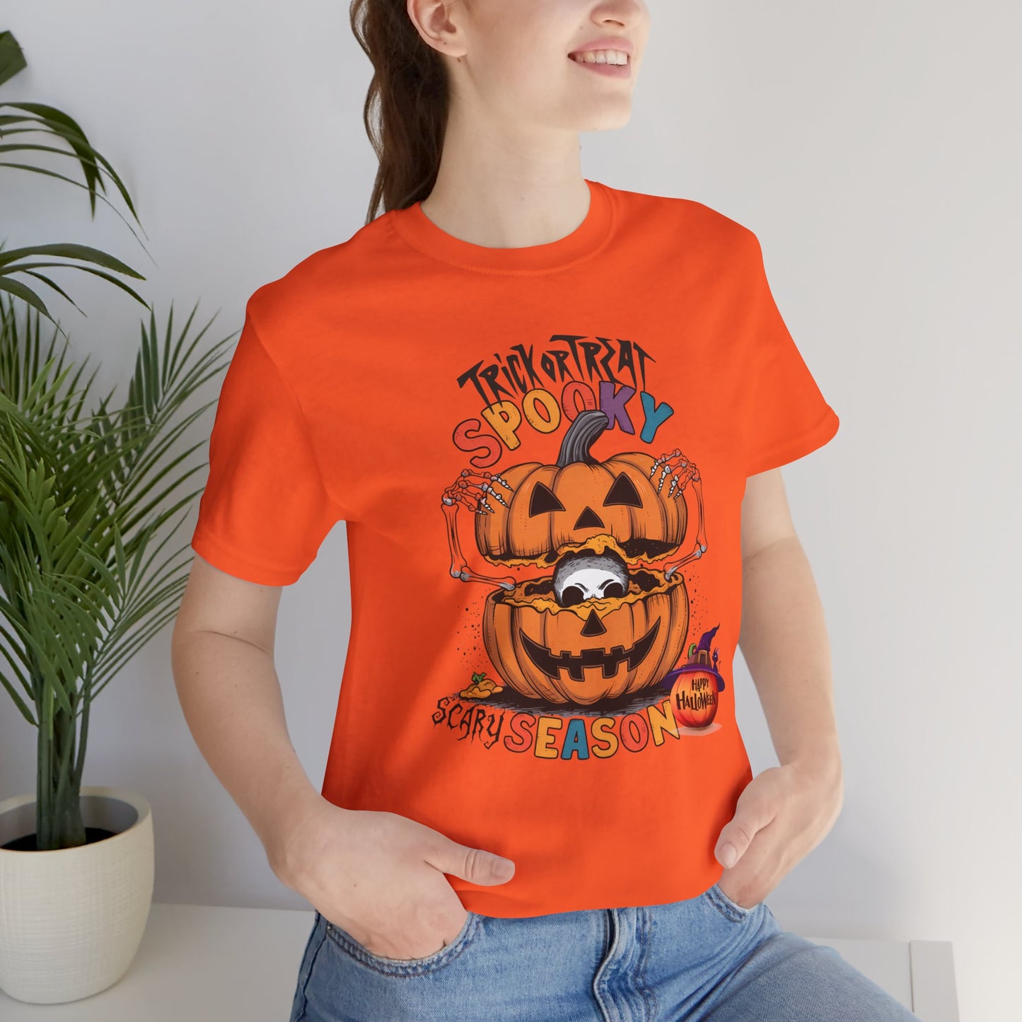 Spooky Scary Season T-shirt, Happy Halloween Skeleton T-shirt, Happy Halloween T-shirt, Trick Or Treat T-shirt, Halloween T-shirt, Cool Halloween T-shirt, Spooky T-shirt,