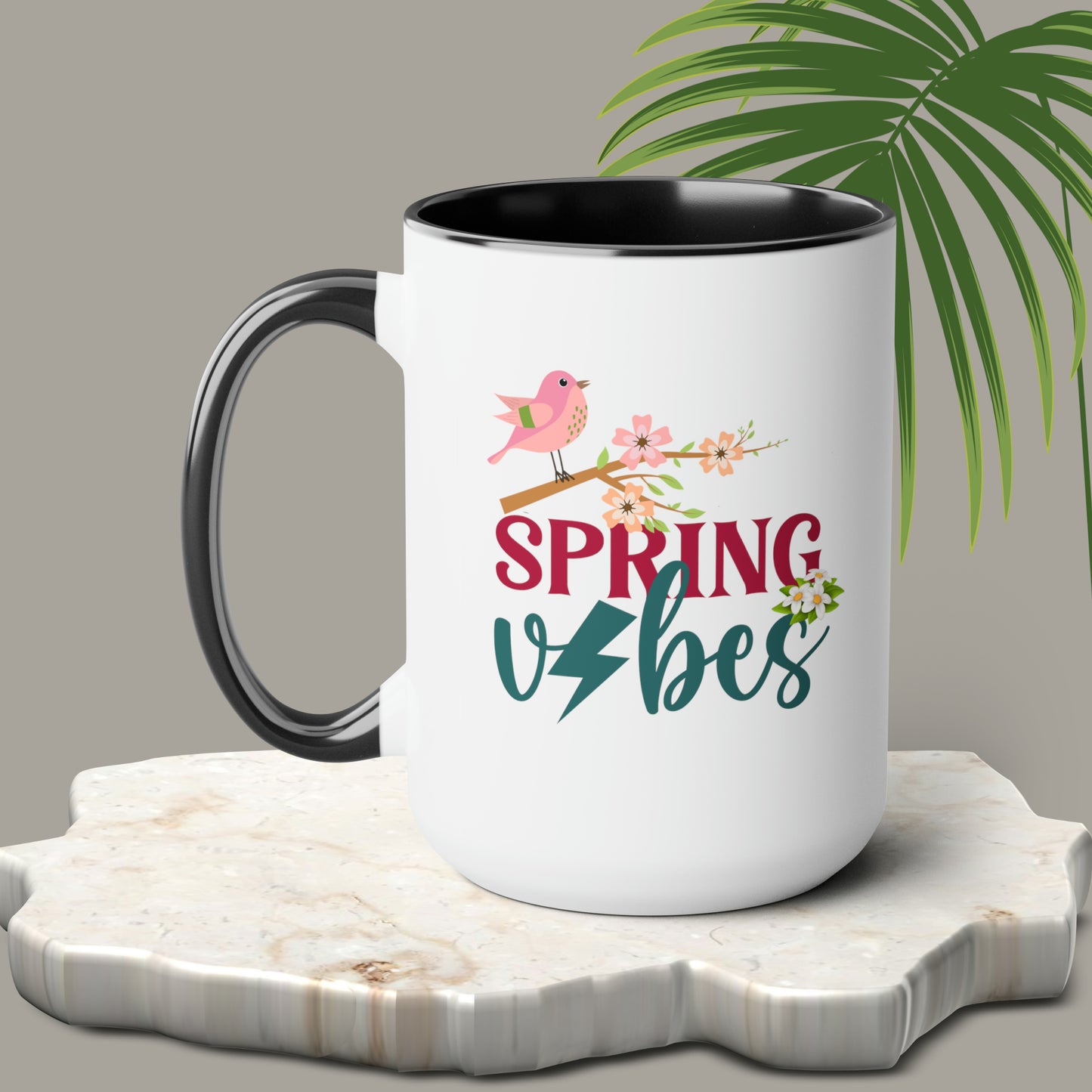 Spring Vibes Trendy two-Tone Coffee Mugs, 15oz