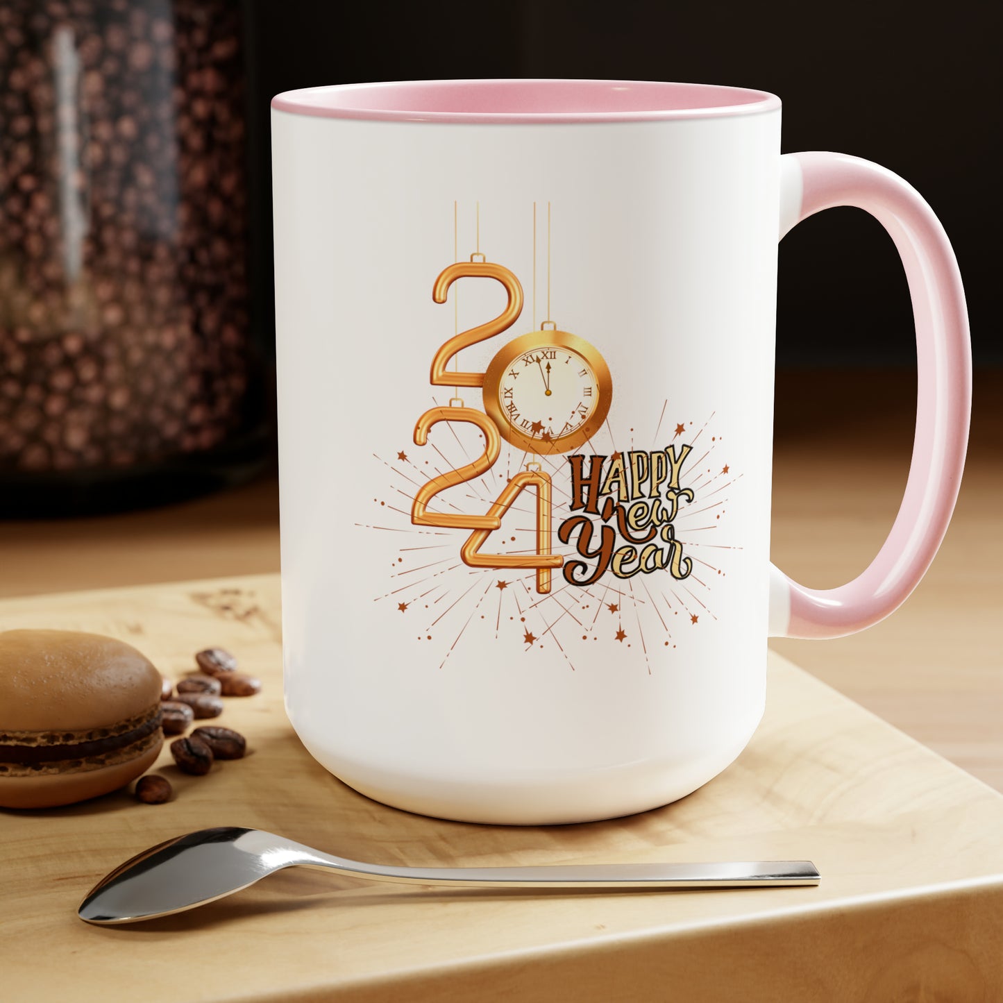 Happy New Year Two-Tone Coffee Mugs, 15oz