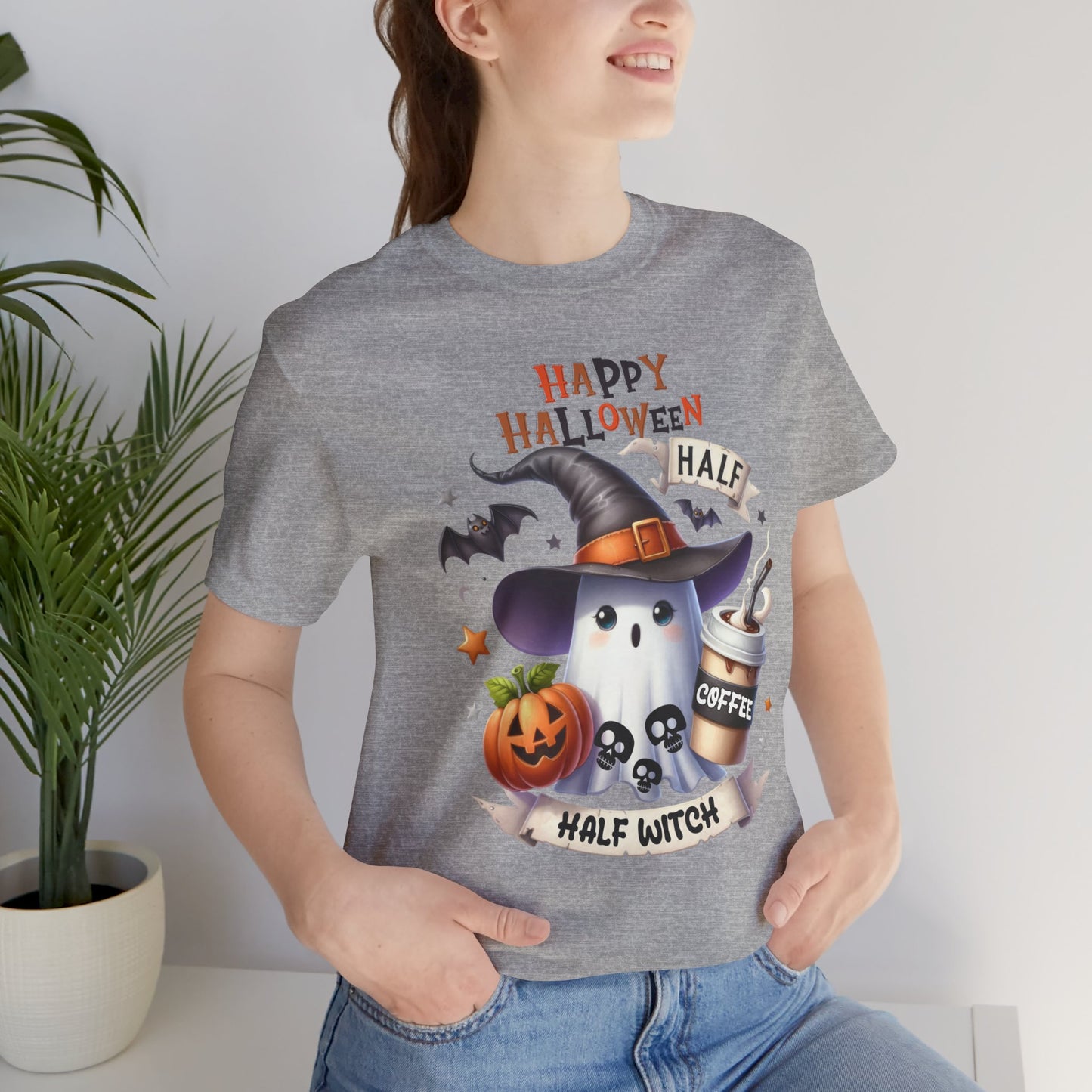 Half Coffee Half Witch T-shirt, Happy Halloween T-shirt, Trick Or Treat T-shirt, Halloween T-shirt, Cool Halloween T-shirt, Spooky T-shirt,