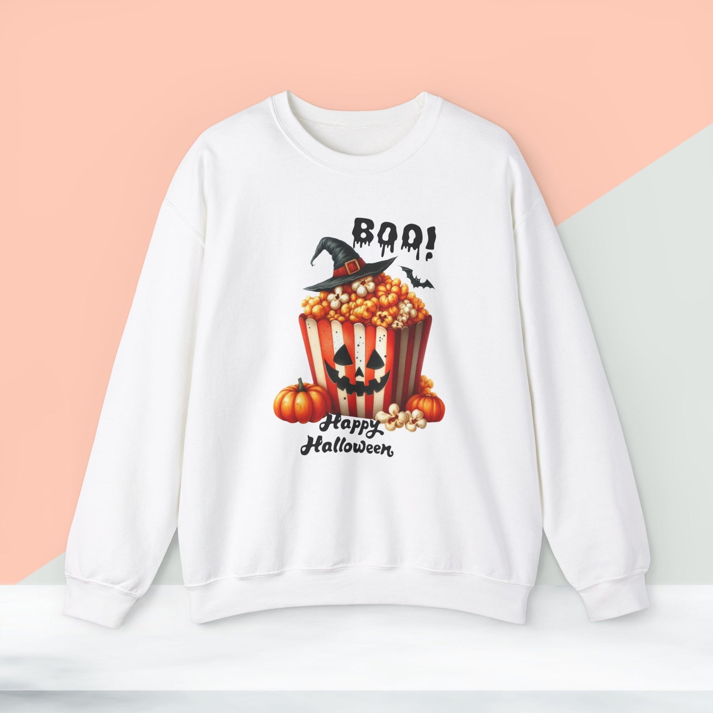 Boo Happy Halloween Sweatshirt, Happy Halloween Sweatshirt - Unisex Heavy Blend Crewneck, Halloween Sweatshirt, Cute Spooky Ghost sweatshirt.