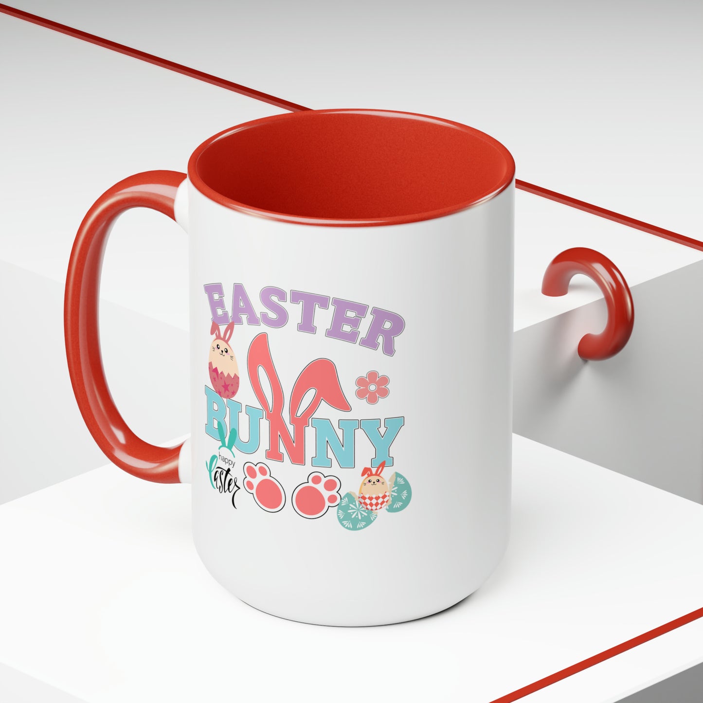 Easter Bunny Two-Tone Coffee Mugs, 15oz