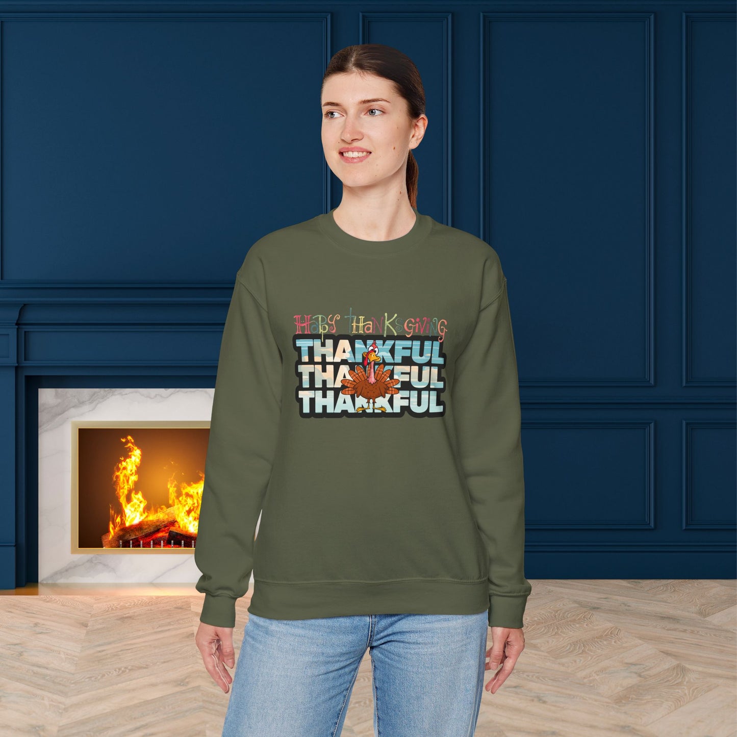 Thankful Sweatshirt, HappyThanksgiving Sweatshirt - Unisex Heavy Blend, Happy Thanksgiving2024 Sweatshirt, Thanksgiving Gift, Festive Sweatshirt.