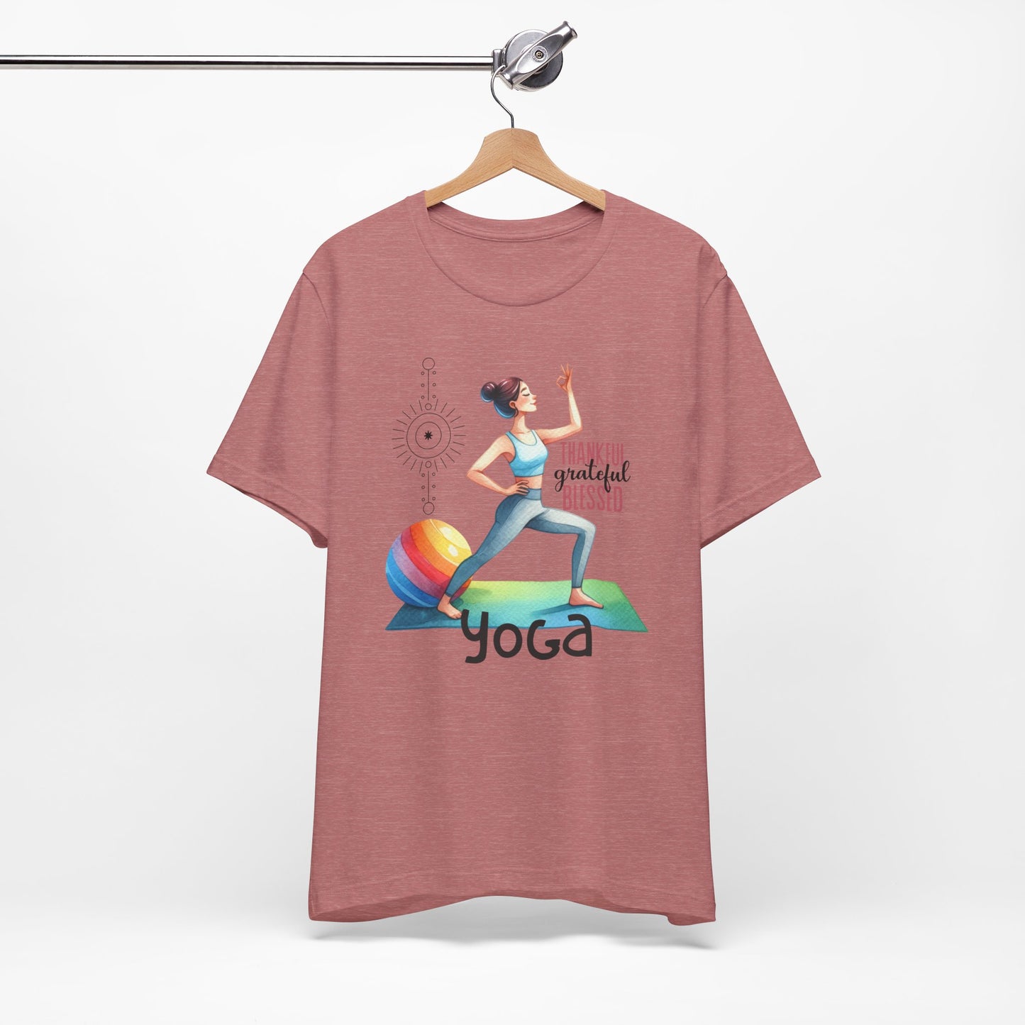 Thankful Grateful Blessed Yoga Design T-Shirt, Cute Yoga workout Shirt, Yoga lovers T-shirt, Yoga Instructor Gift, Gym shirt, Gift For Yoga lover, Gift For Yogi.