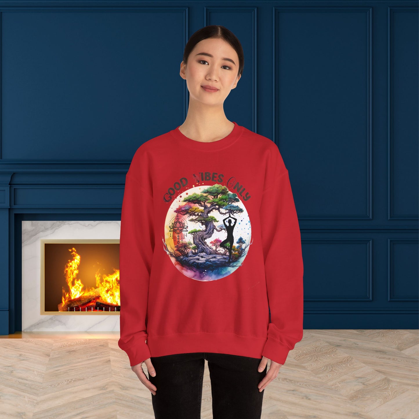 Good Vibes Only Yoga unisex heavy blend crewneck sweatshirt,Yoga workout Sweatshirt,Yoga lovers Sweatshirt, Yoga Instructor Gift, Gym Sweatshirt, Gift For Yoga lovers, Gift For Yogi.