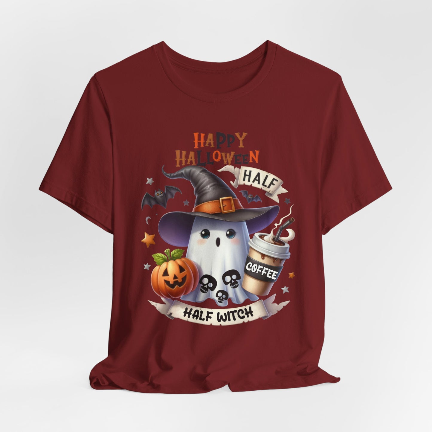 Half Coffee Half Witch T-shirt, Happy Halloween T-shirt, Trick Or Treat T-shirt, Halloween T-shirt, Cool Halloween T-shirt, Spooky T-shirt,