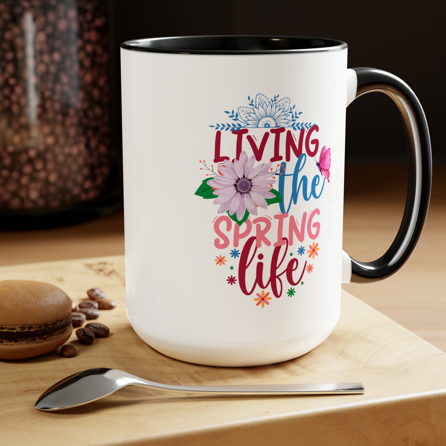 Living The Spring time Two-Tone Coffee Mugs, 15oz