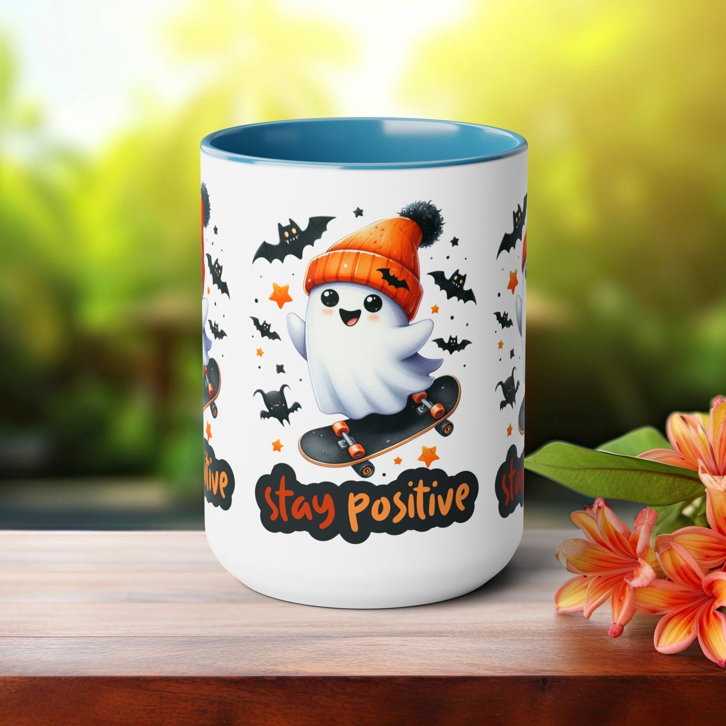 Stay Positive Halloween Coffee Mug, Let's Go Halloween Coffee Mug, Trick or Treat Halloween Coffee Mug, Cute Skeleton Coffee Mug, Spooky Season Halloween Coffee Mug.