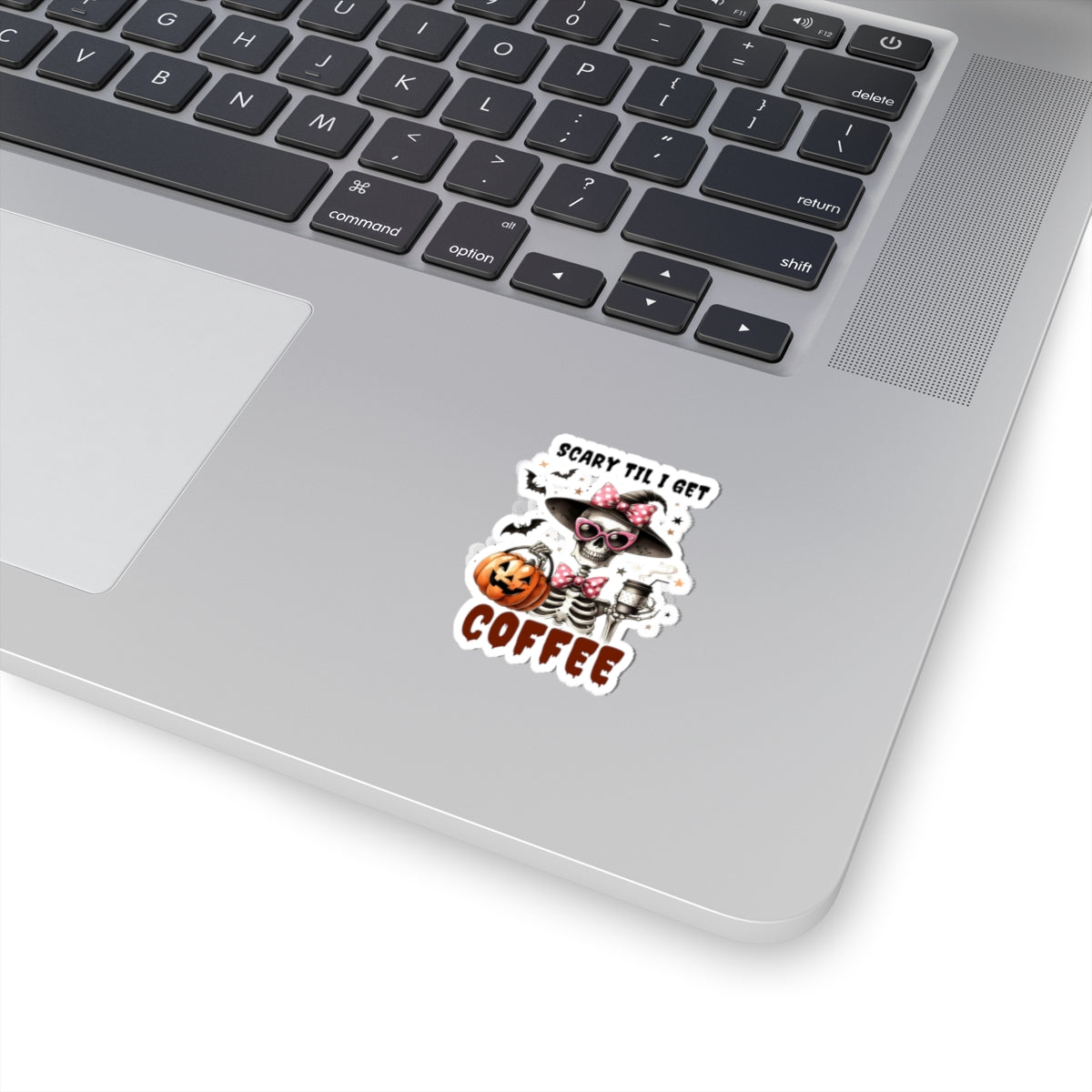 Scary Til I Get Coffee Halloween Kiss-Cut Stickers, Cute Skeleton Halloween Kiss-Cut Stickers, Happy Halloween Kiss-Cut Stickers, Spooky Season Kiss-Cut Stickers, Trick Or Treat Halloween Kiss-Cut Stickers.