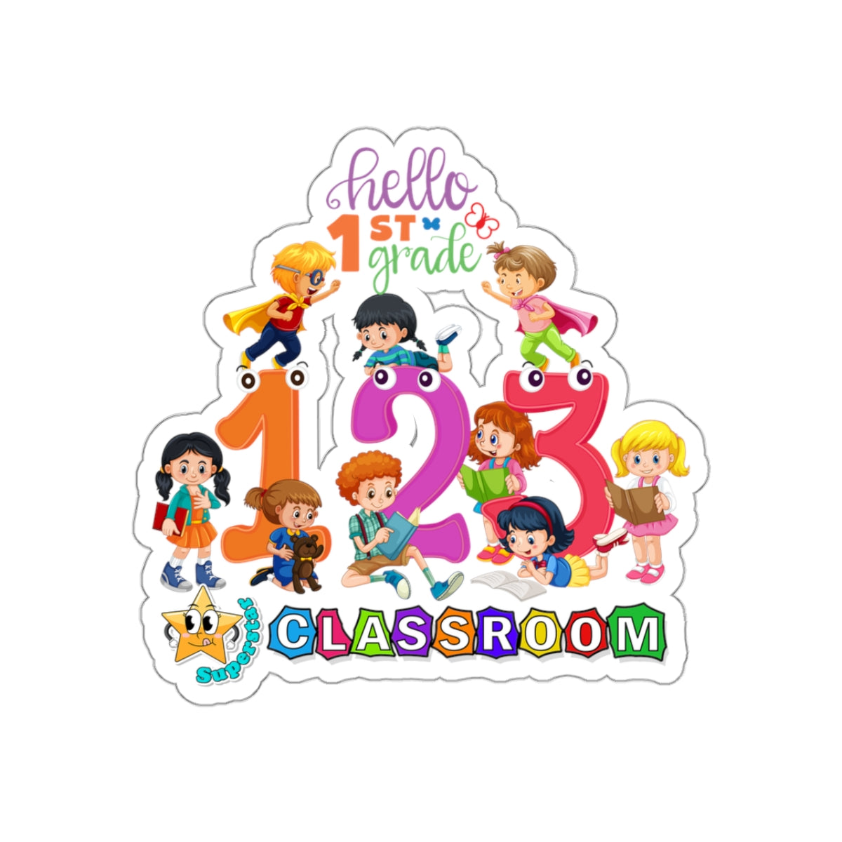 Back To School Kiss-Cut Stickers, First Grade Squad Kiss-Cut Stickers, Gift for First graders, Ready for School, Back to Learning.