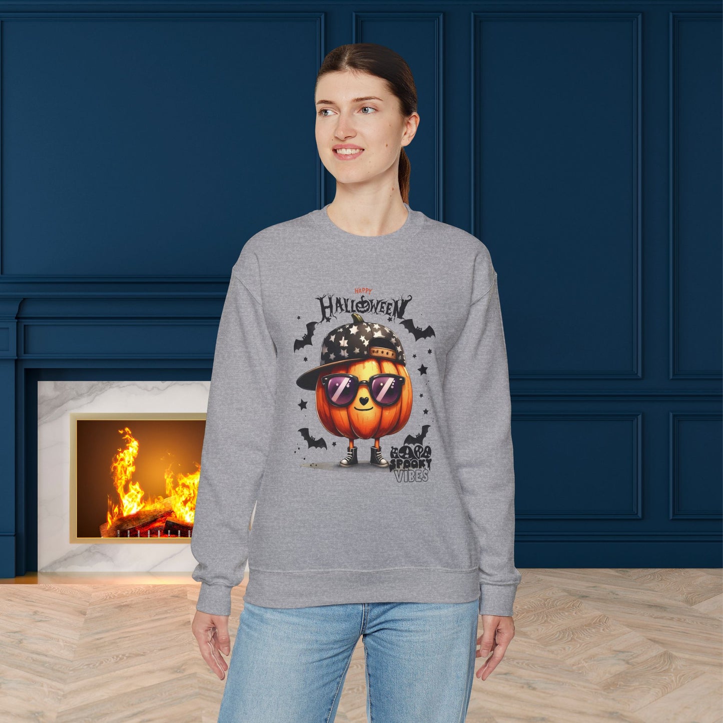 Spooky Vibes Halloween Sweatshirt, Happy Halloween Sweatshirt - Unisex Heavy Blend Crewneck, Halloween Sweatshirt, Cute Spooky Ghost sweatshirt.