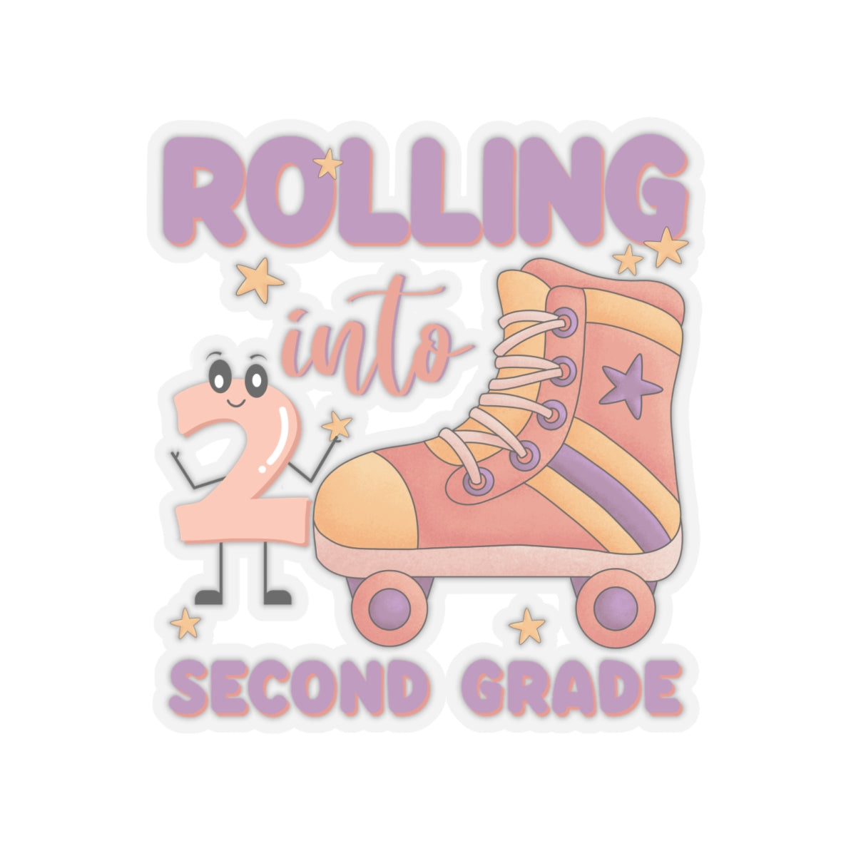Rolling Into 2nd Grade Back To School Kiss-Cut Stickers, First Grade Squad Kiss-Cut Stickers, Gift for First graders, Ready for School, Back to Learning.