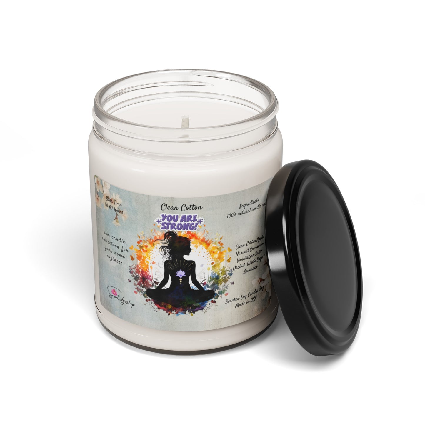 You Are strong Yoga Scented Soy Candle, 9oz,Yoga , CuteCandle, Mindful Gift, Yoga lovers candle, Yoga Instructor Gift, Gift For Yoga lovers, Gift For Yogi.