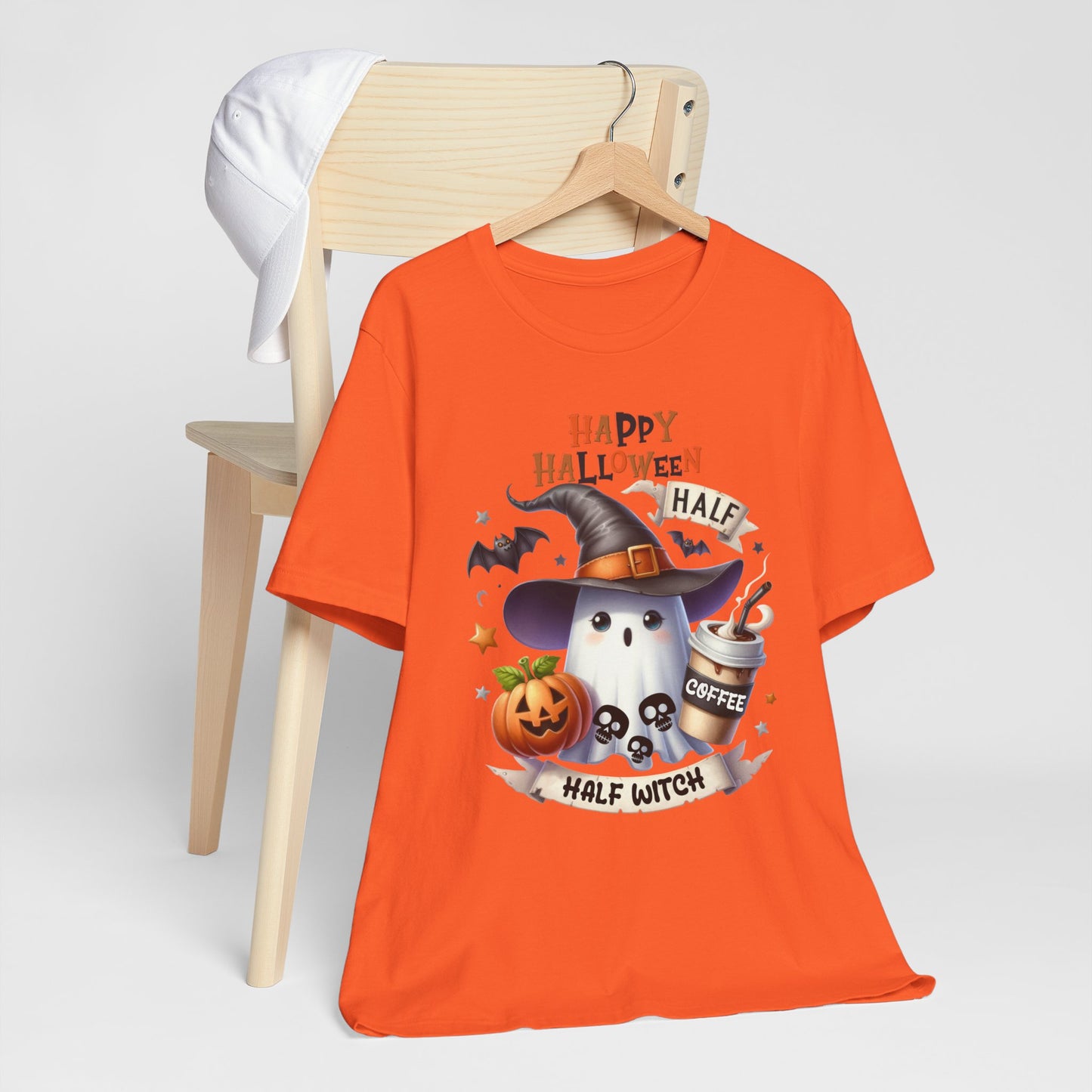 Half Coffee Half Witch T-shirt, Happy Halloween T-shirt, Trick Or Treat T-shirt, Halloween T-shirt, Cool Halloween T-shirt, Spooky T-shirt,