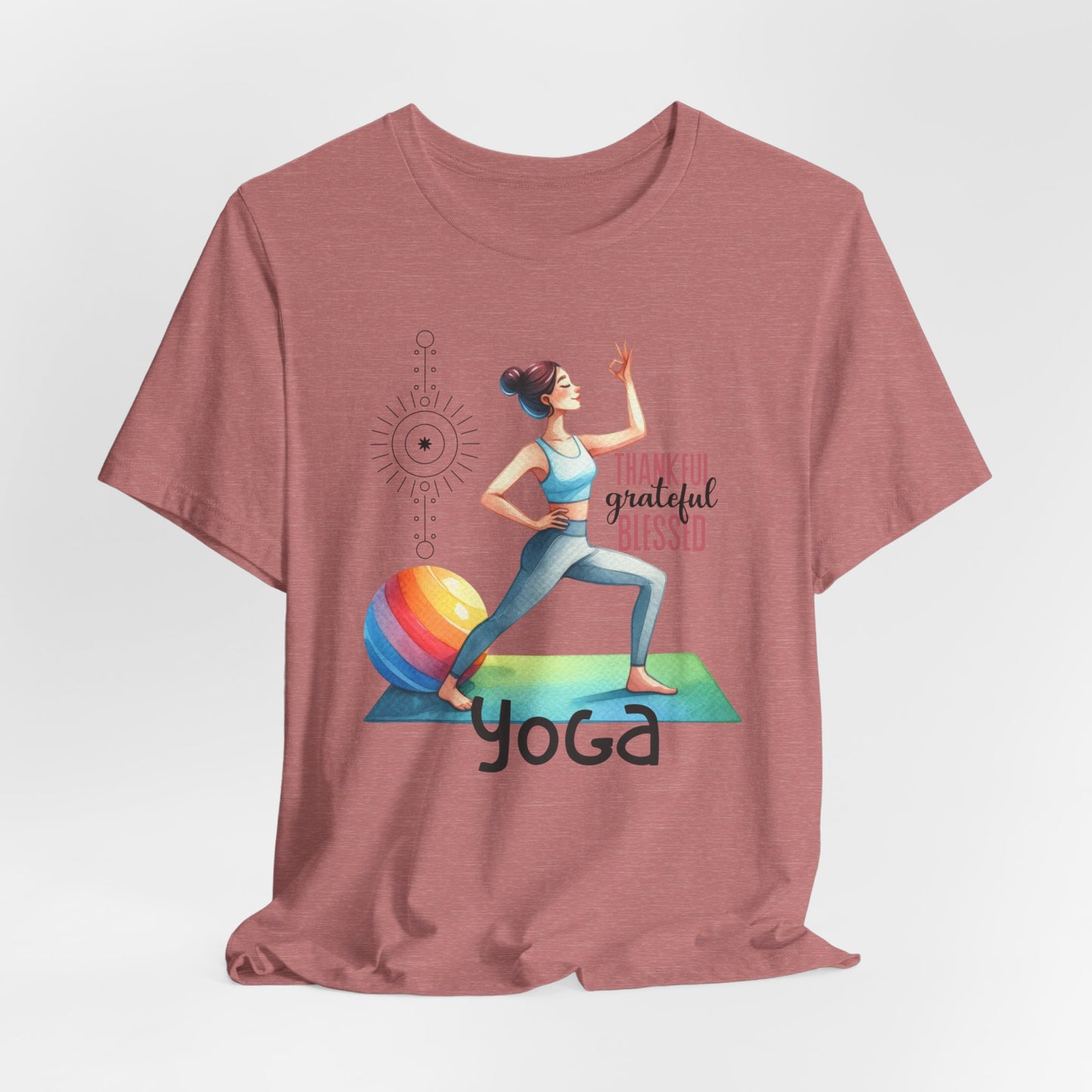 Thankful Grateful Blessed Yoga Design T-Shirt, Cute Yoga workout Shirt, Yoga lovers T-shirt, Yoga Instructor Gift, Gym shirt, Gift For Yoga lover, Gift For Yogi.