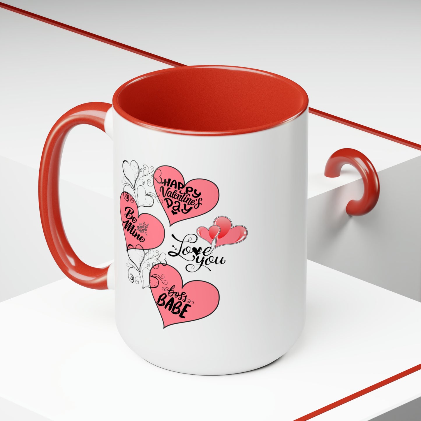 Happy valentines day Two-Tone Coffee Mugs, 15oz