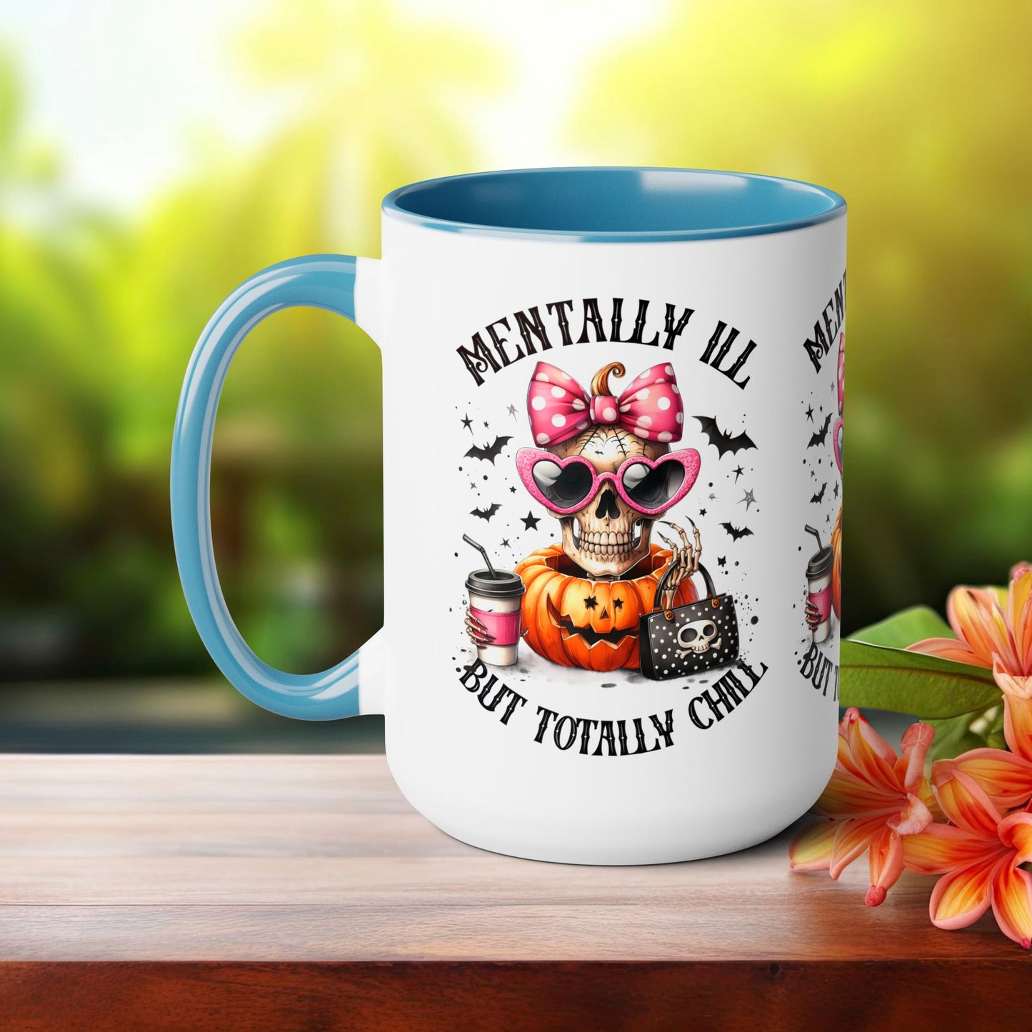 Mentally Ill But Totally Chill Halloween Coffee Mug, Let's Go Halloween Coffee Mug, Trick or Treat Halloween Coffee Mug, Cute Skeleton Coffee Mug, Spooky Season Halloween Coffee Mug.