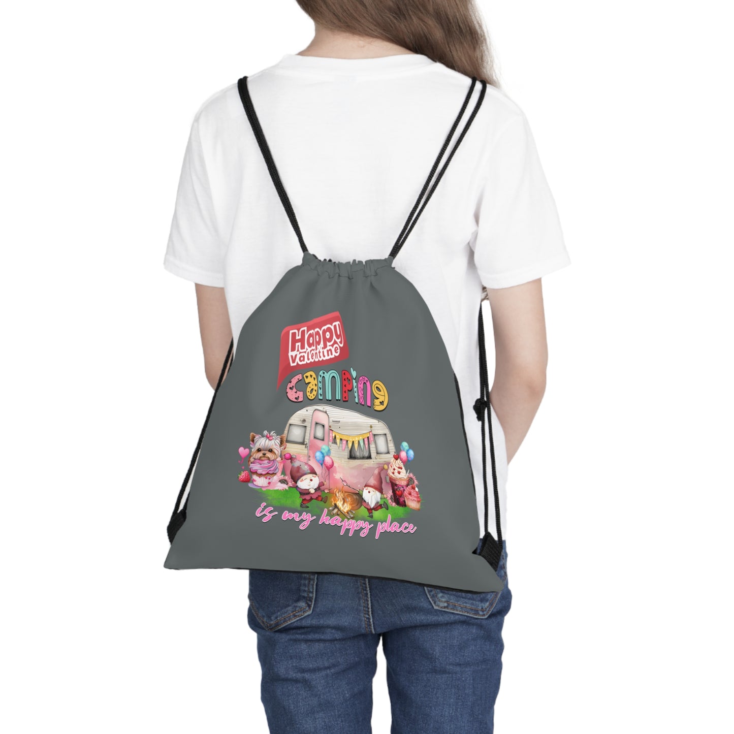 Happy Valentines Day Drawstring Bag