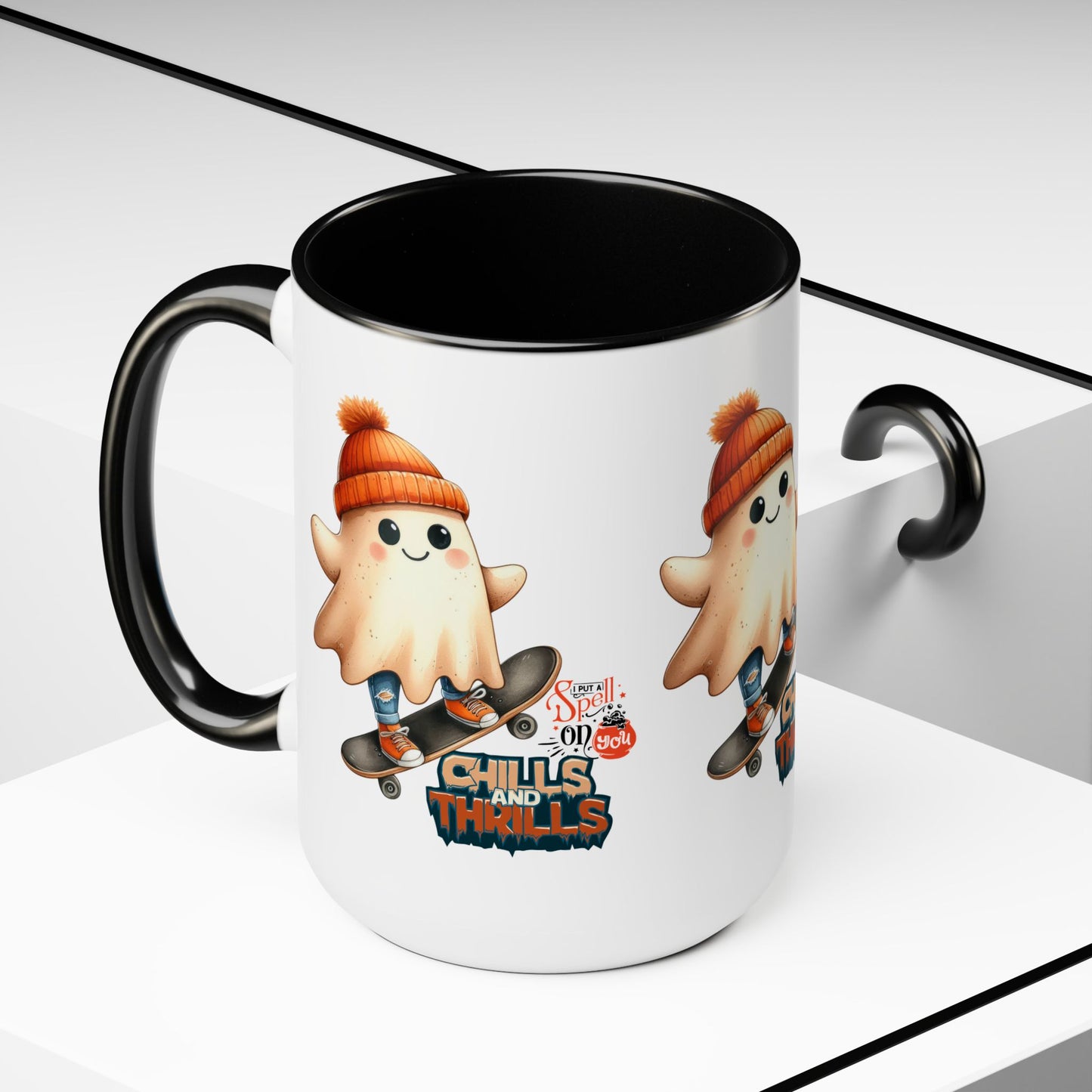 Chills & Thrills Halloween Coffee Mug, Let's Go Halloween Coffee Mug, Trick or Treat Halloween Coffee Mug, Cute Skeleton Coffee Mug, Spooky Season Halloween Coffee Mug.