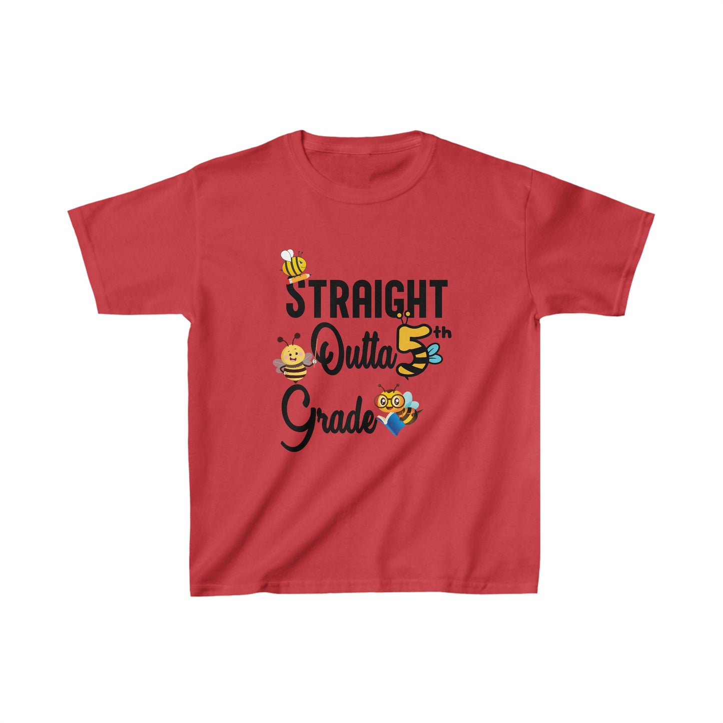 Straight Outta 5th Grade Back To School Kids Heavy Cotton™ Tee, Back to school Kids Shirt, 1st Day Of School Shirt, Back To School Cotton T-Shirt.