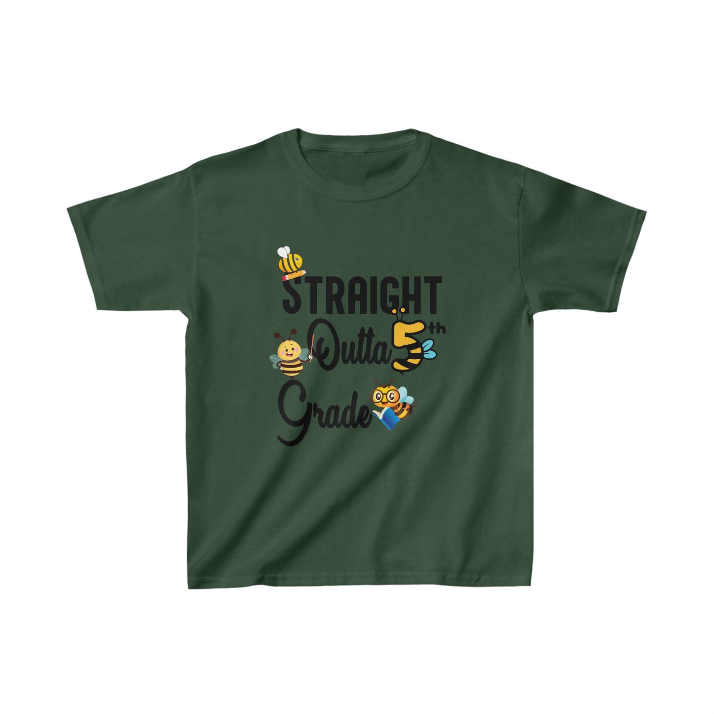 Straight Outta 5th Grade Back To School Kids Heavy Cotton™ Tee, Back to school Kids Shirt, 1st Day Of School Shirt, Back To School Cotton T-Shirt.