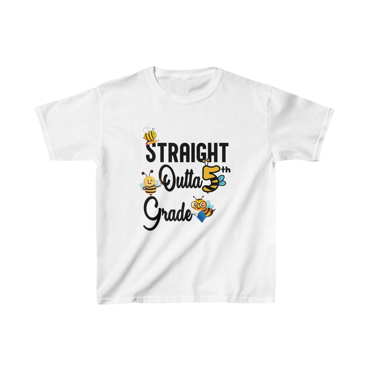 Straight Outta 5th Grade Back To School Kids Heavy Cotton™ Tee, Back to school Kids Shirt, 1st Day Of School Shirt, Back To School Cotton T-Shirt.