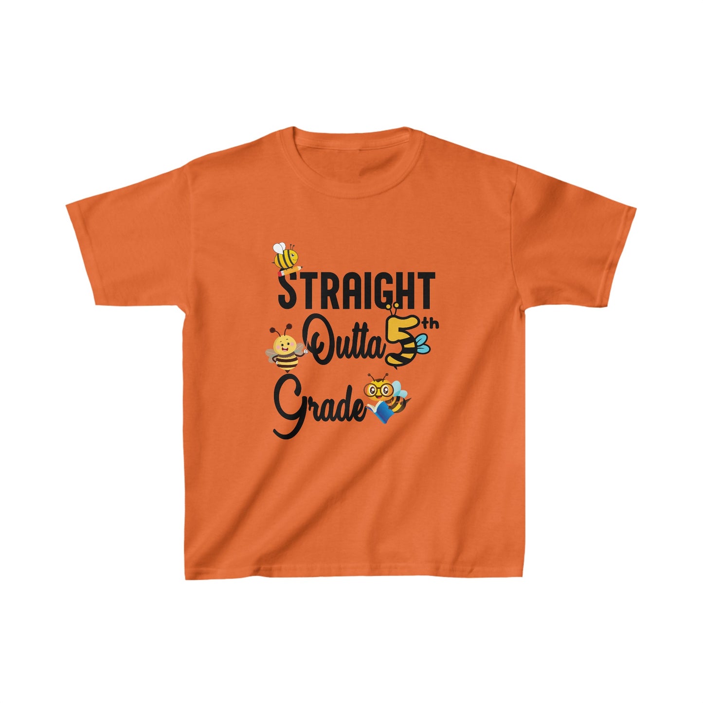 Straight Outta 5th Grade Back To School Kids Heavy Cotton™ Tee, Back to school Kids Shirt, 1st Day Of School Shirt, Back To School Cotton T-Shirt.