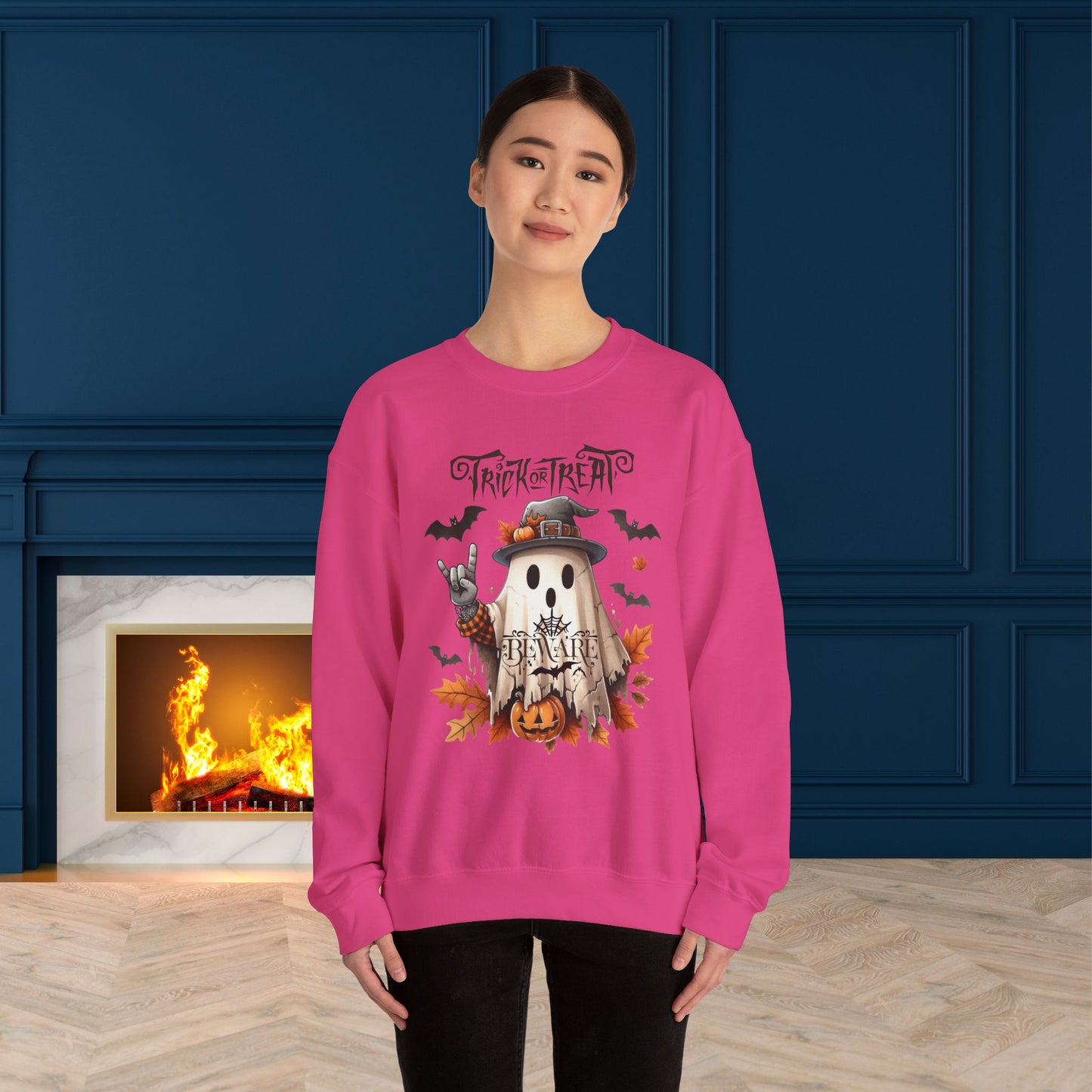 Trick Or Treat Halloween Sweatshirt, Happy Halloween Sweatshirt - Unisex Heavy Blend Crewneck, Halloween Sweatshirt, Cute Spooky Ghost sweatshirt.