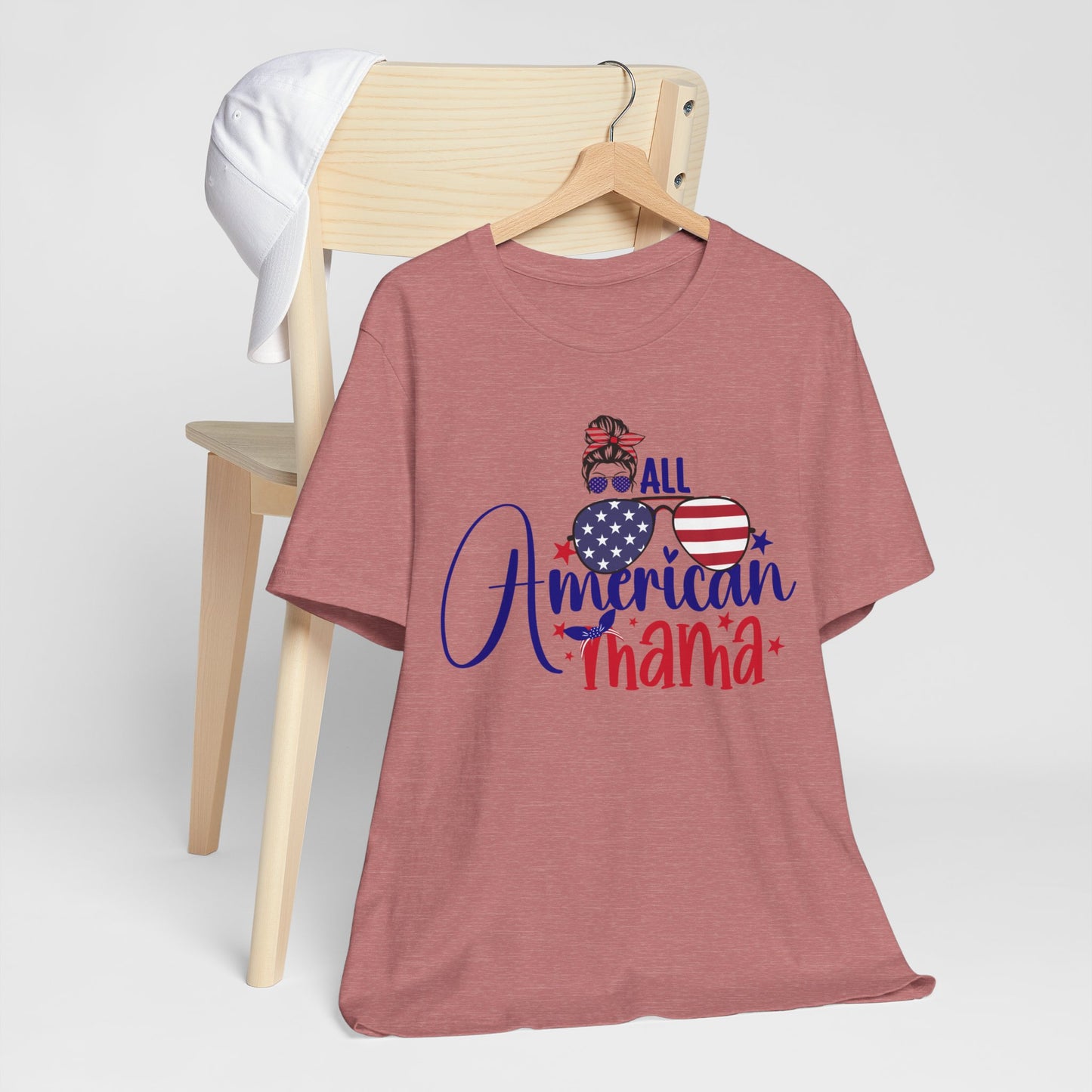 4th of July T-Shirt, All American Mama T-Shirt, Fourth of July unisex jersey short sleeve.