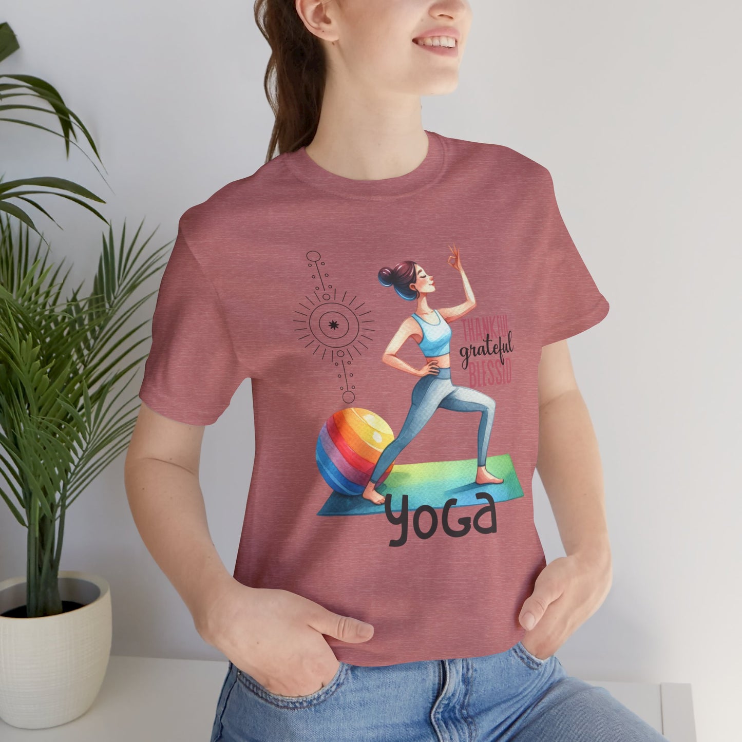 Thankful Grateful Blessed Yoga Design T-Shirt, Cute Yoga workout Shirt, Yoga lovers T-shirt, Yoga Instructor Gift, Gym shirt, Gift For Yoga lover, Gift For Yogi.