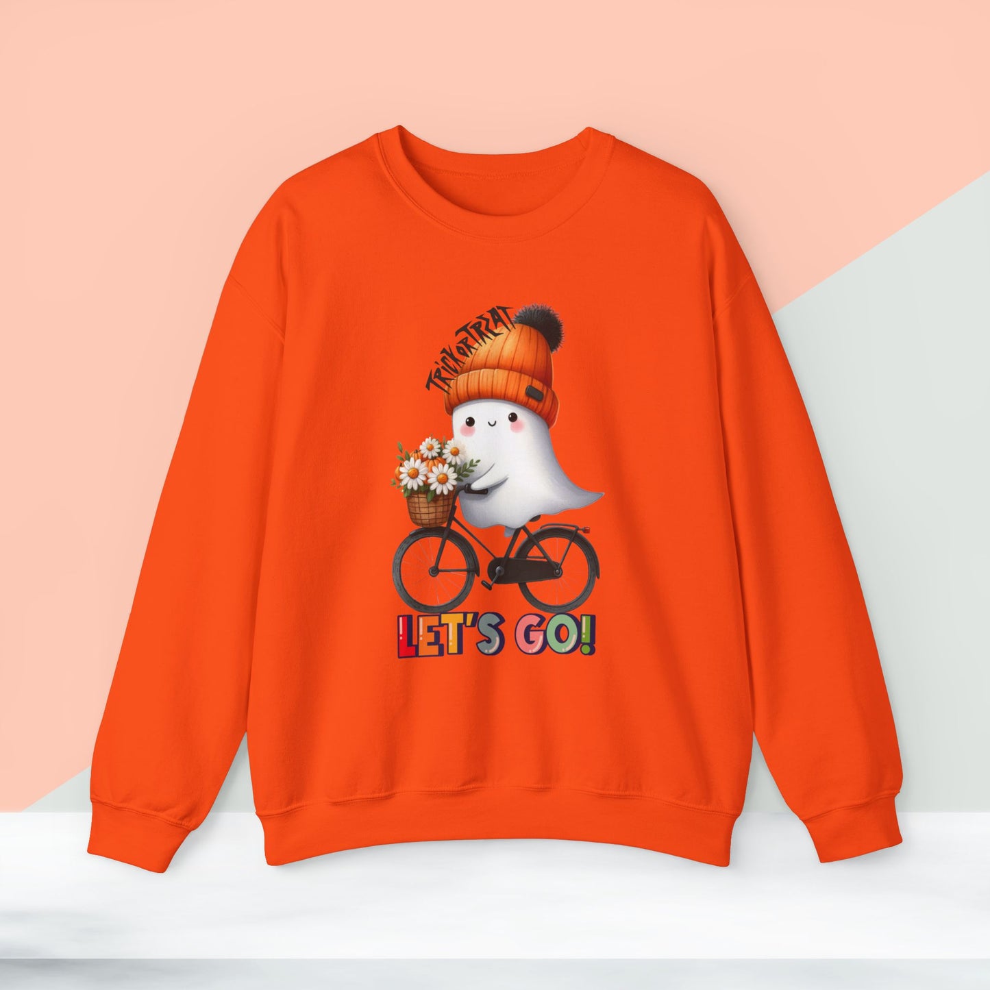 Let's Go Happy Halloween Sweatshirt, Happy Halloween Sweatshirt - Unisex Heavy Blend Crewneck, Halloween Sweatshirt, Cute Spooky Ghost sweatshirt.