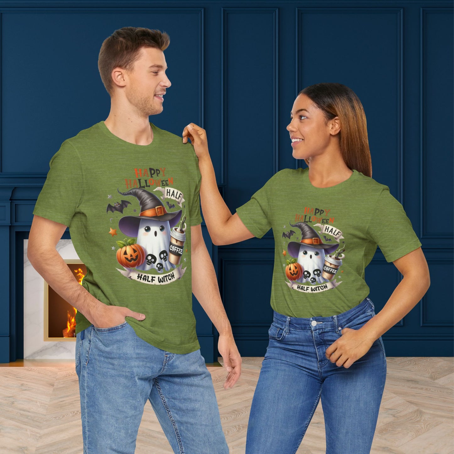 Half Coffee Half Witch T-shirt, Happy Halloween T-shirt, Trick Or Treat T-shirt, Halloween T-shirt, Cool Halloween T-shirt, Spooky T-shirt,