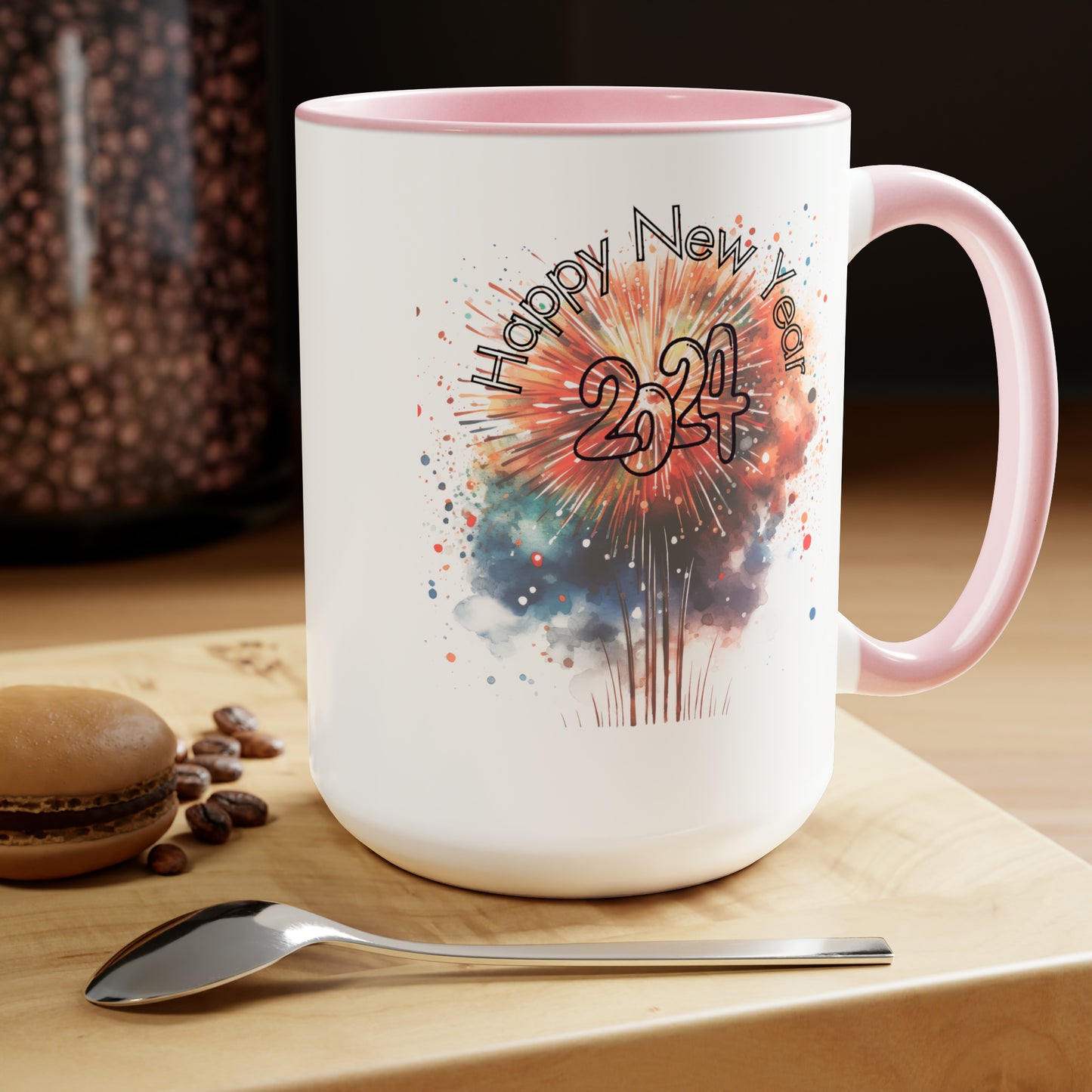Happy New Year Two-Tone Coffee Mugs, 15oz