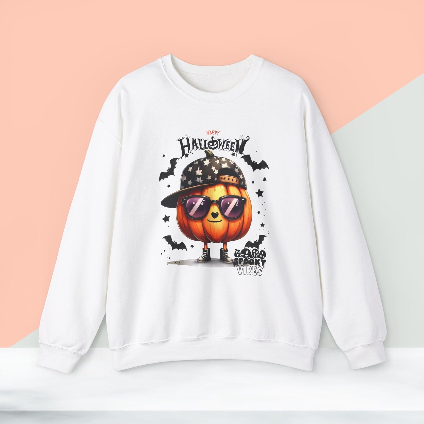Spooky Vibes Halloween Sweatshirt, Happy Halloween Sweatshirt - Unisex Heavy Blend Crewneck, Halloween Sweatshirt, Cute Spooky Ghost sweatshirt.