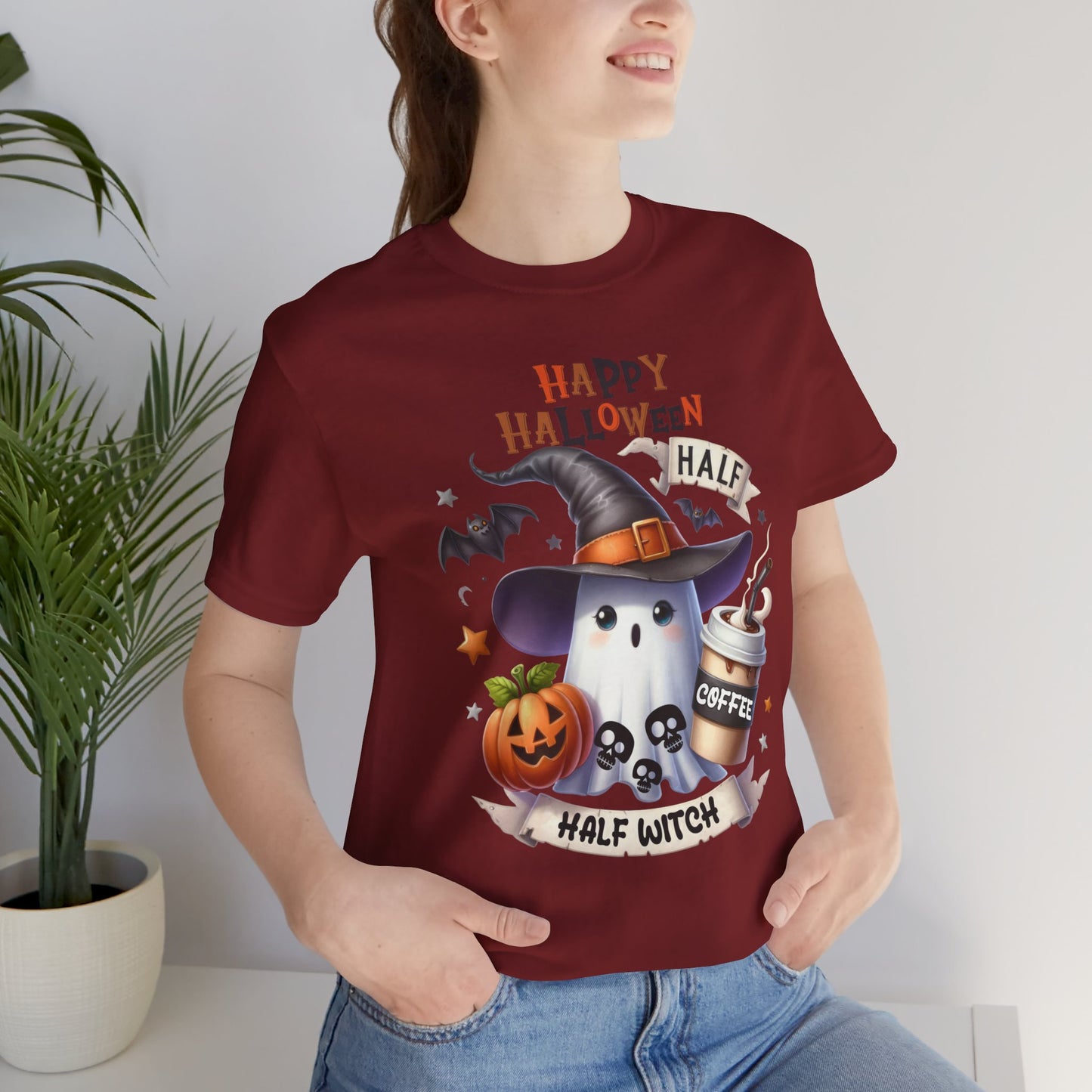 Half Coffee Half Witch T-shirt, Happy Halloween T-shirt, Trick Or Treat T-shirt, Halloween T-shirt, Cool Halloween T-shirt, Spooky T-shirt,