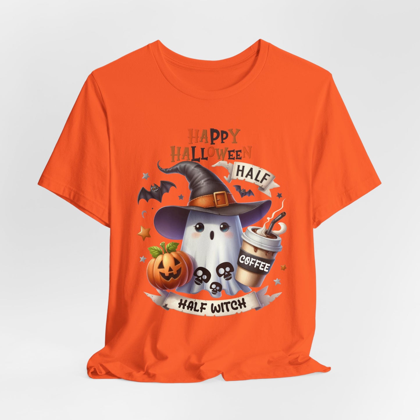 Half Coffee Half Witch T-shirt, Happy Halloween T-shirt, Trick Or Treat T-shirt, Halloween T-shirt, Cool Halloween T-shirt, Spooky T-shirt,