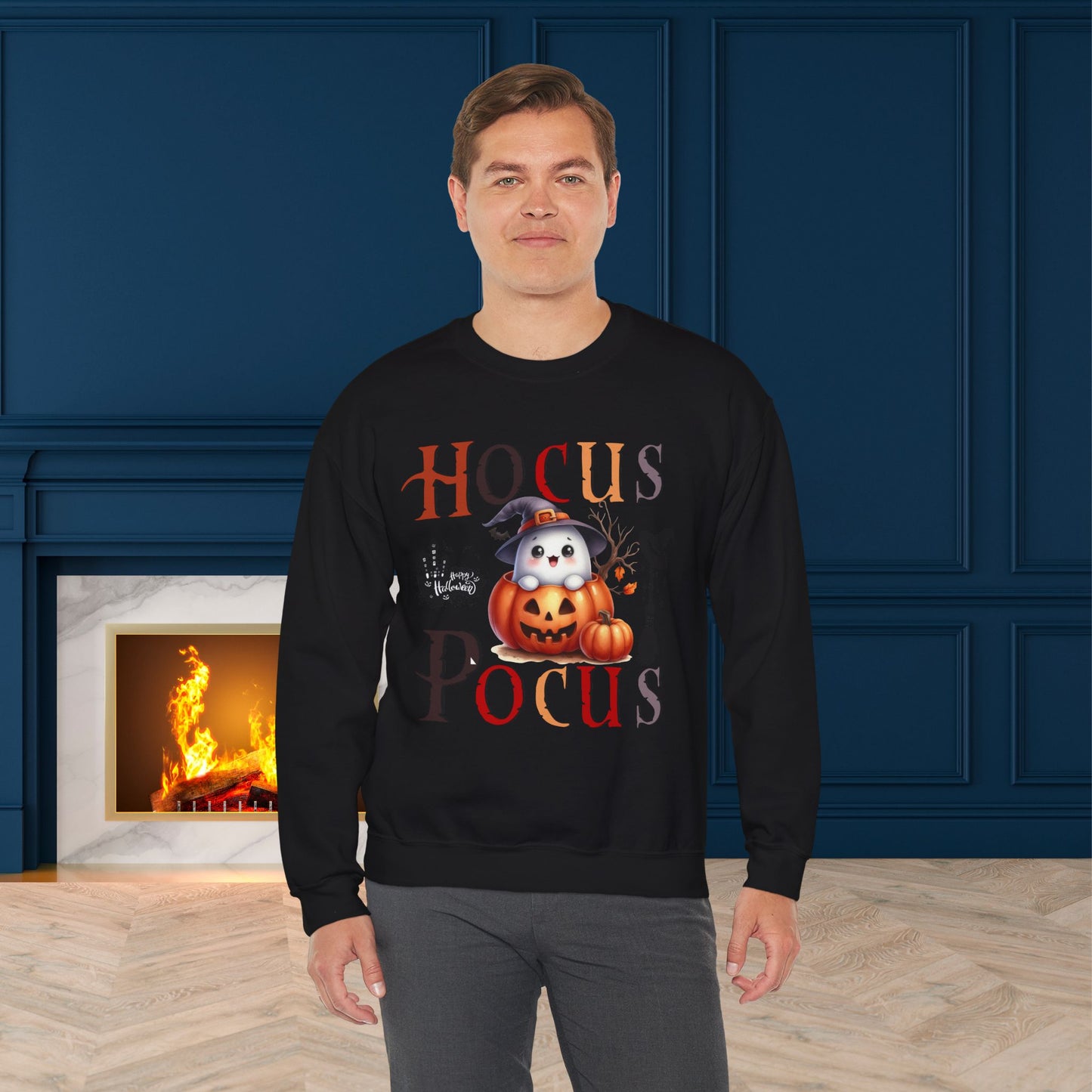 Hocus Pocus Happy Halloween Sweatshirt, Happy Halloween Sweatshirt - Unisex Heavy Blend Crewneck, Halloween Sweatshirt, Cute Spooky Ghost sweatshirt.