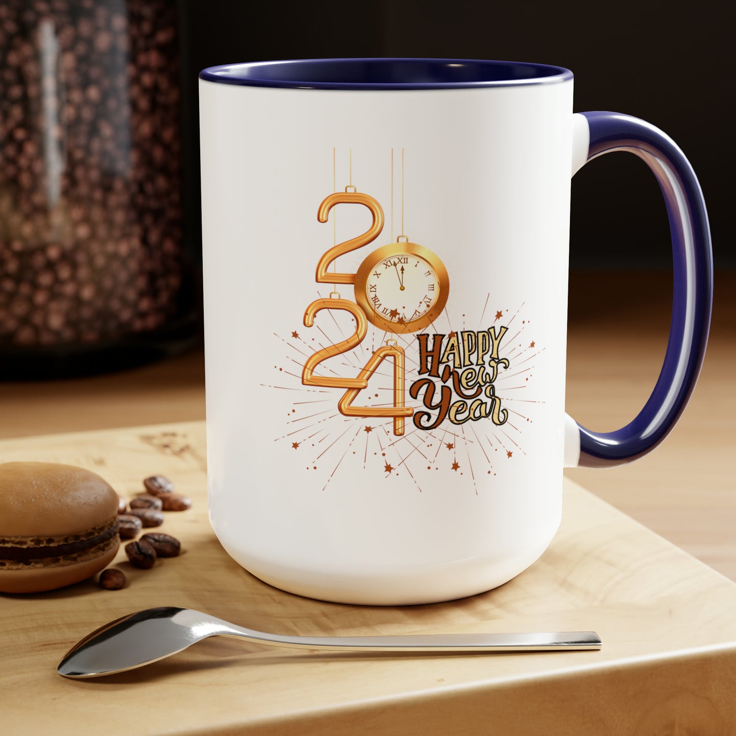 Happy New Year Two-Tone Coffee Mugs, 15oz