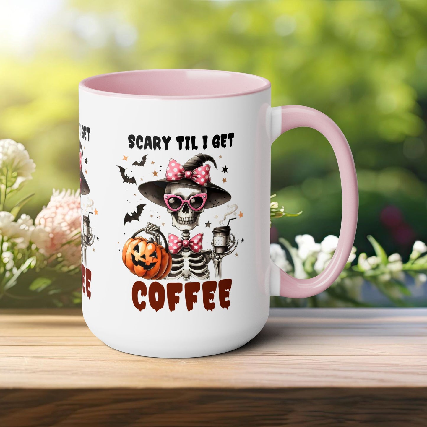 Scary Til I Get Coffee Halloween Coffee Mug, Let's Go Halloween Coffee Mug, Trick or Treat Halloween Coffee Mug, Cute Skeleton Coffee Mug, Spooky Season Halloween Coffee Mug.