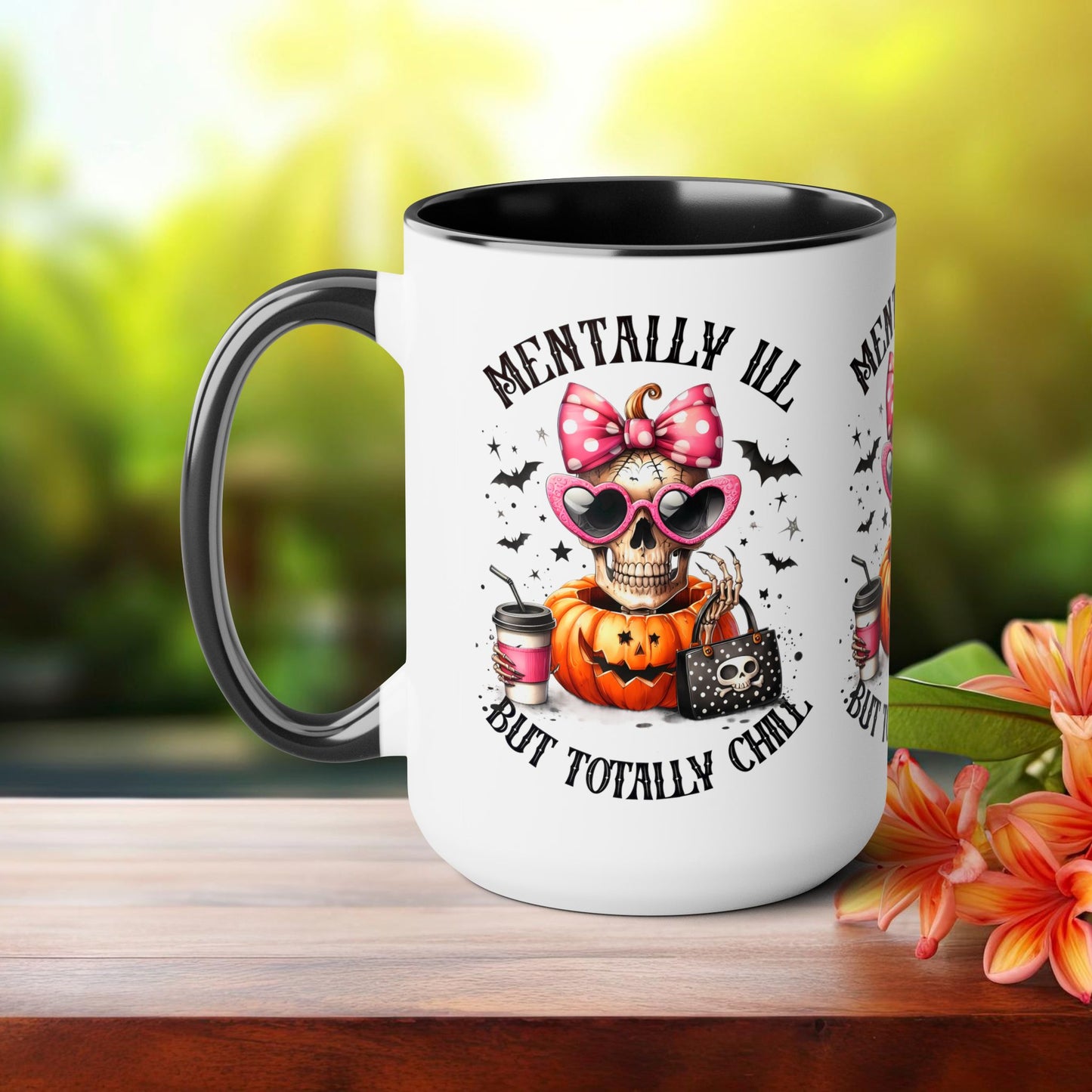 Mentally Ill But Totally Chill Halloween Coffee Mug, Let's Go Halloween Coffee Mug, Trick or Treat Halloween Coffee Mug, Cute Skeleton Coffee Mug, Spooky Season Halloween Coffee Mug.