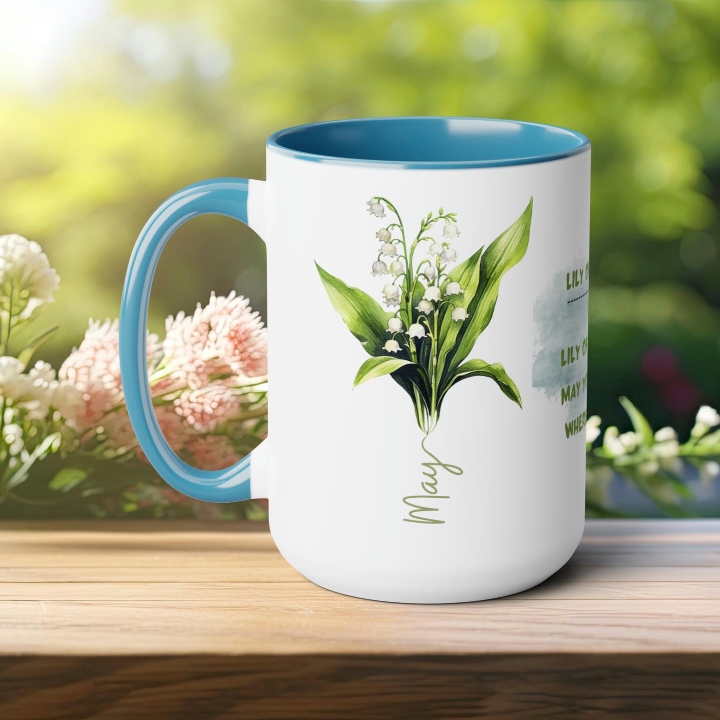Birth Month FlowerTwo-Tone Coffee Mugs, 15oz, May Birth Month Flower mug.