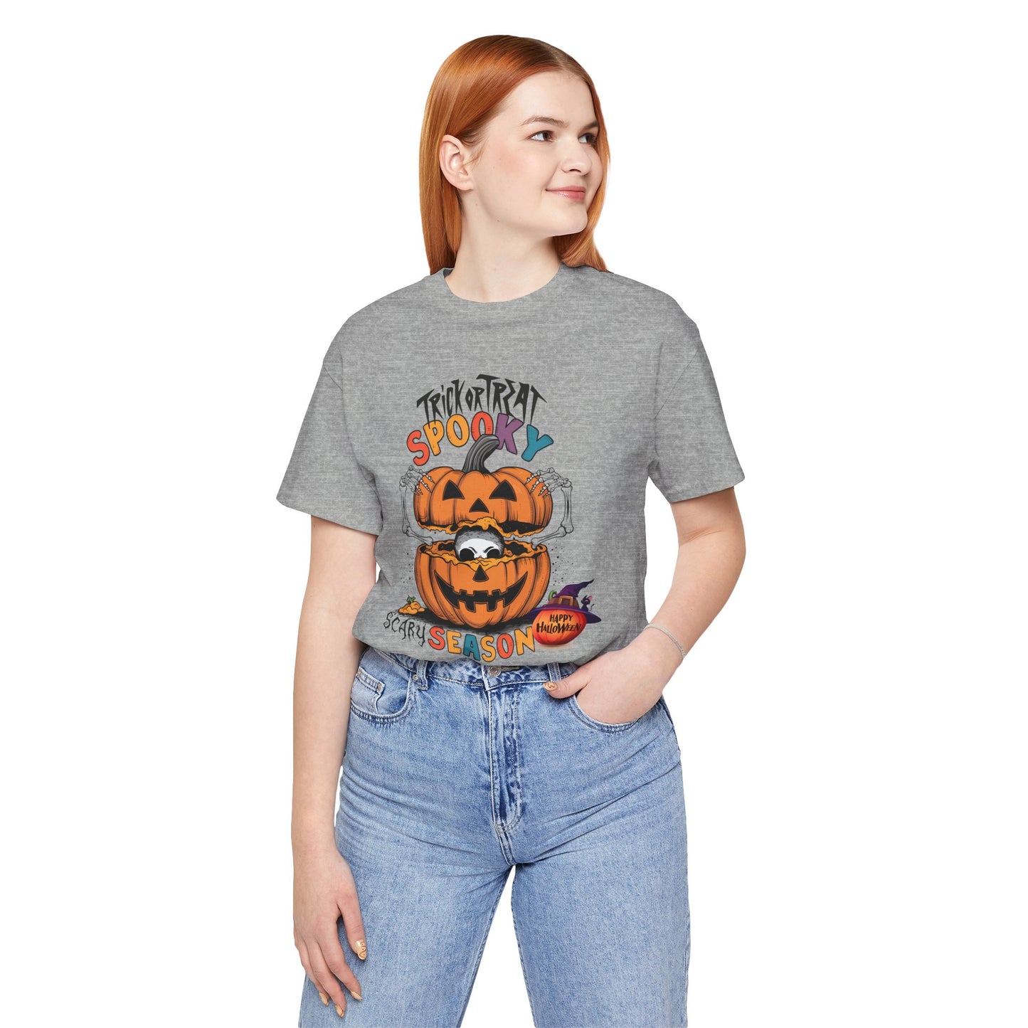 Spooky Scary Season T-shirt, Happy Halloween Skeleton T-shirt, Happy Halloween T-shirt, Trick Or Treat T-shirt, Halloween T-shirt, Cool Halloween T-shirt, Spooky T-shirt,