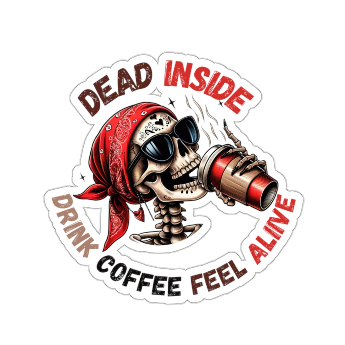 Drink Coffee Feel alive Kiss-Cut Stickers, Happy Halloween Kiss-Cut Stickers, Spooky Season Kiss-Cut Stickers, Cute Cat Halloween Kiss-Cut Stickers.