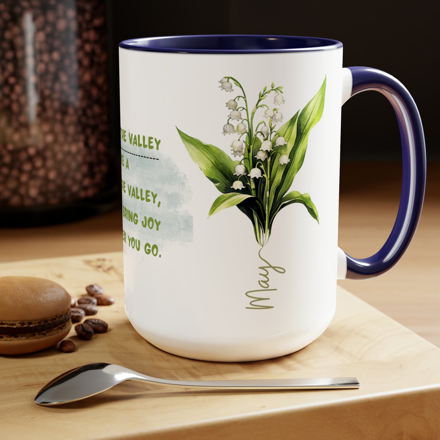 Birth Month FlowerTwo-Tone Coffee Mugs, 15oz, May Birth Month Flower mug.